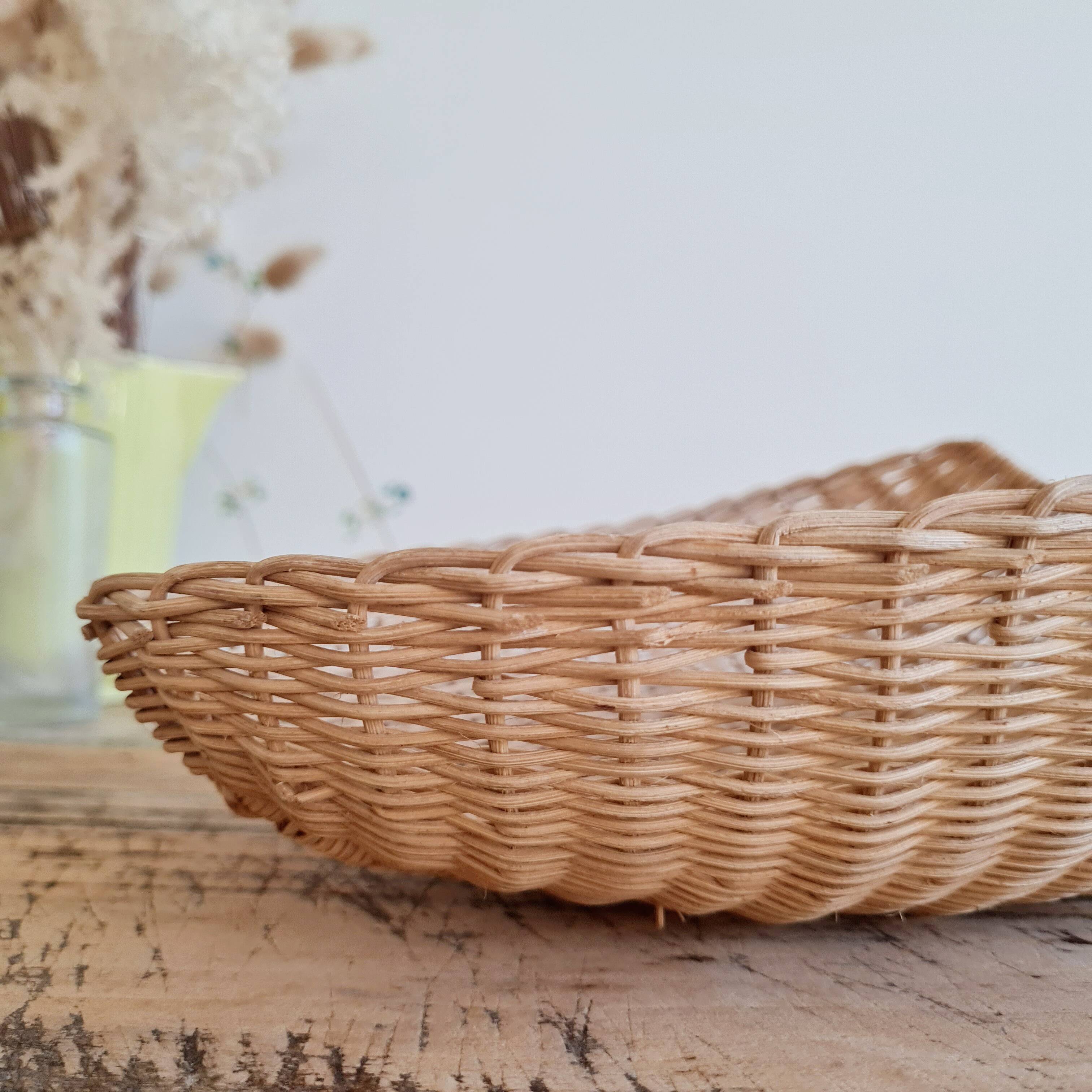 Antique rattan basket - bowl emptier