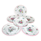 Lunéville set of 6 earthenware plates with floral lamppost decoration, KG Lunéville, 23cm