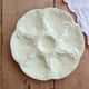 Vintage Gien oyster plate in almond green earthenware.