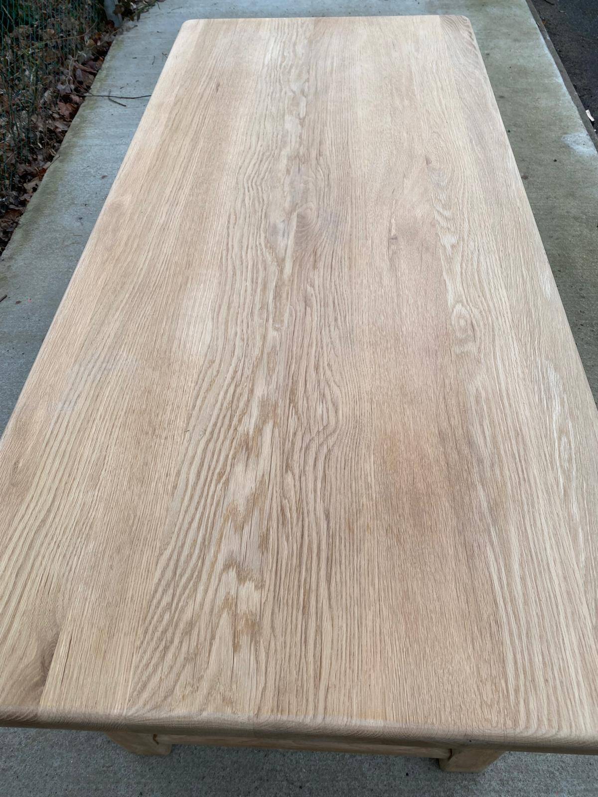 Extendable farmhouse table renovated in solid raw oak 2 drawers 2 benches 20