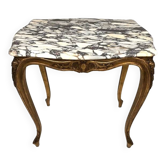 Small Louis XV style table in gilded wood and marble top