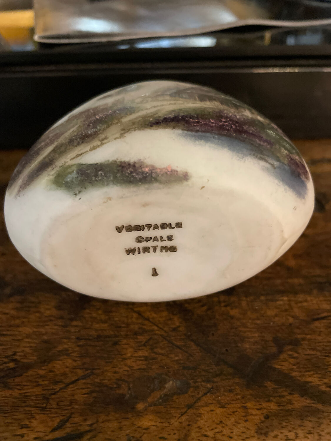 Art Deco opal vase with landscape decor