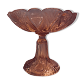 Coupe à fruits en verre rose transparent verrerie val Saint Lambert Belgique