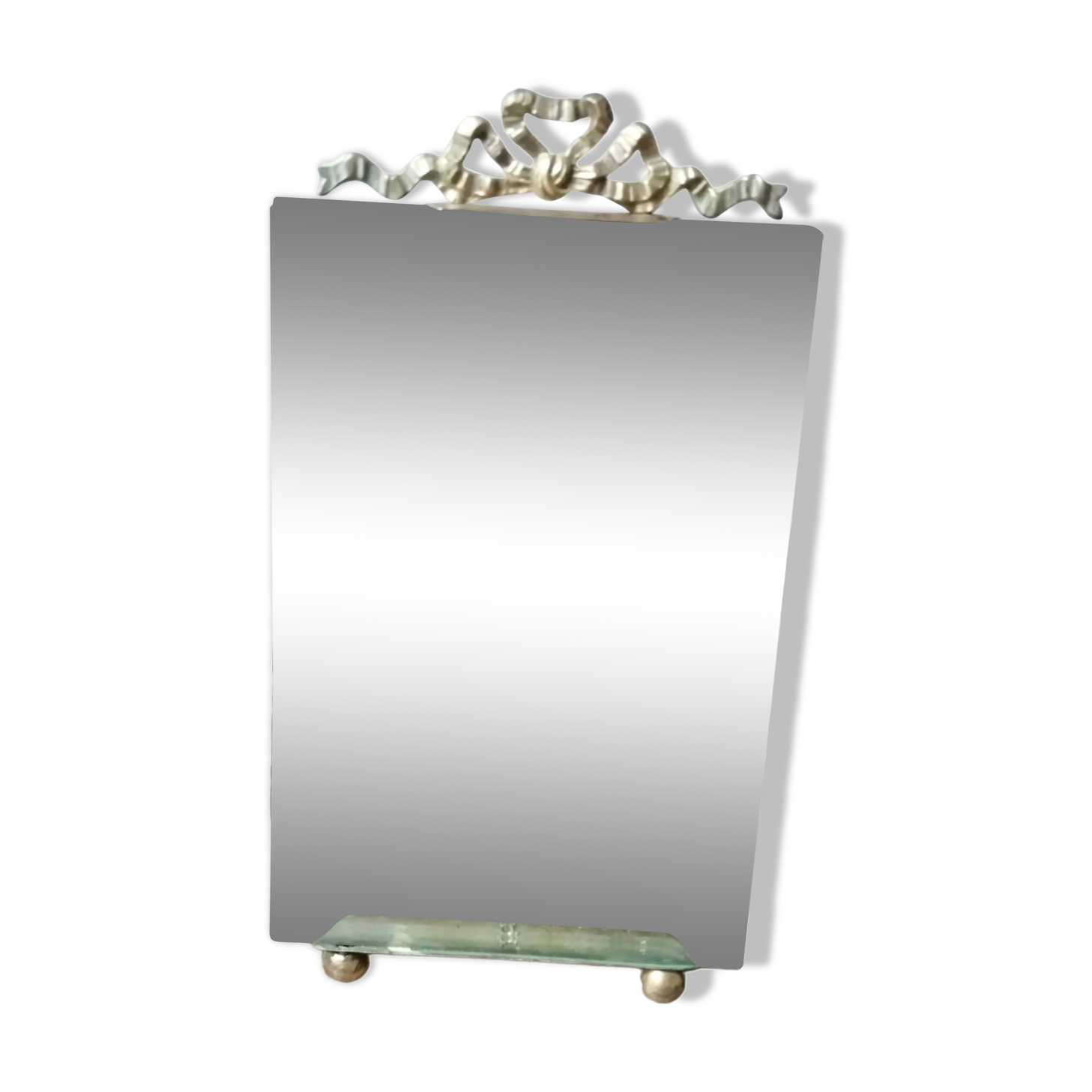 Louis xvi style beveled glass and brass photo holder