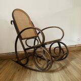Rocking chair in wood and cane