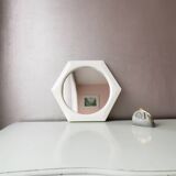 Miroir hexagonal vintage en plastique blanc 1980s
