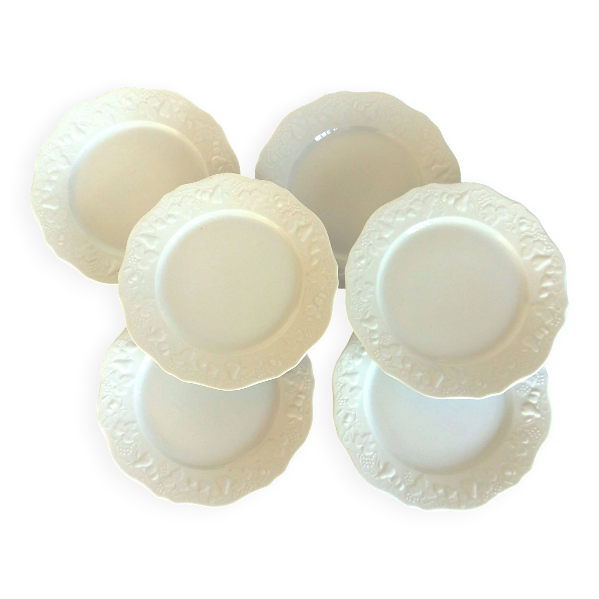 SIX Limoges Dinner Plates.  White Limoges Porcelain Plates.