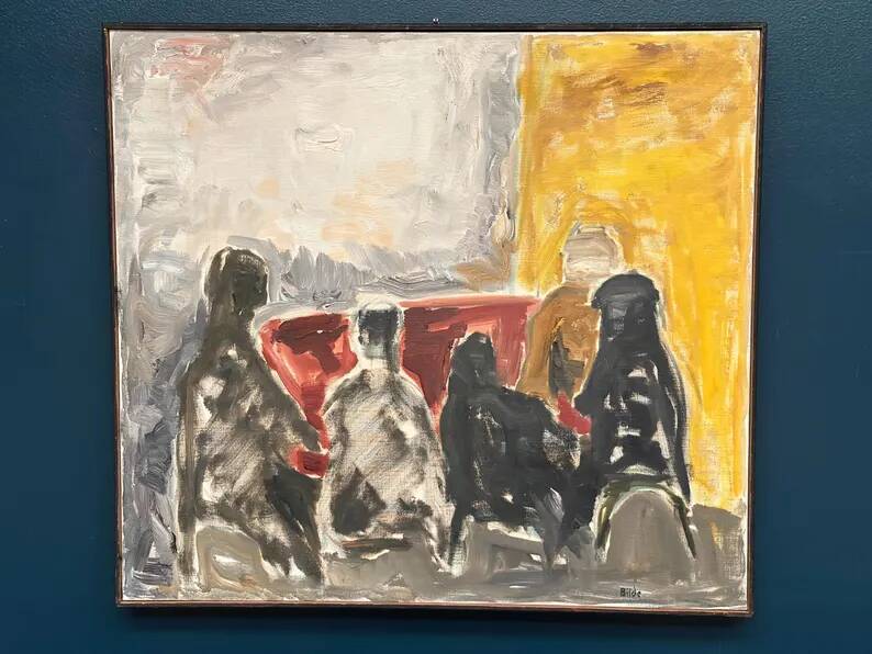 Original Danish Oil on Canvas“Figurative Composition” by Max Bilde