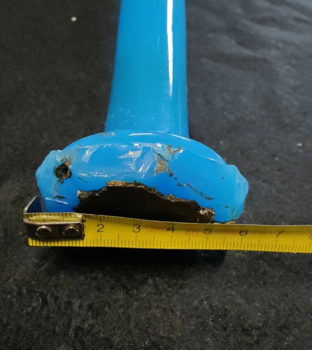 Vase cornet glass paste or faience enamelled blue soliflore