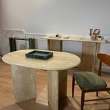 oblong travertine dining table, oblong travertine dining table