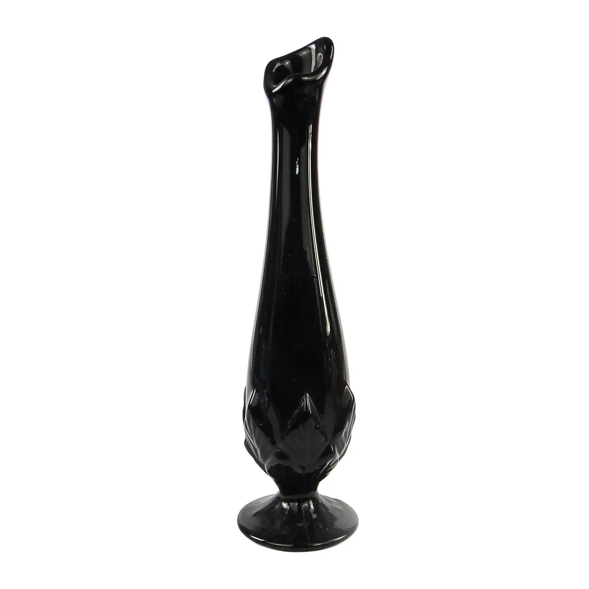 Art Deco vase, black glass, Ząbkowice, Poland, 1970s