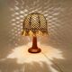 Bohemian table lamp in turned wood and macramé from the 1970s.