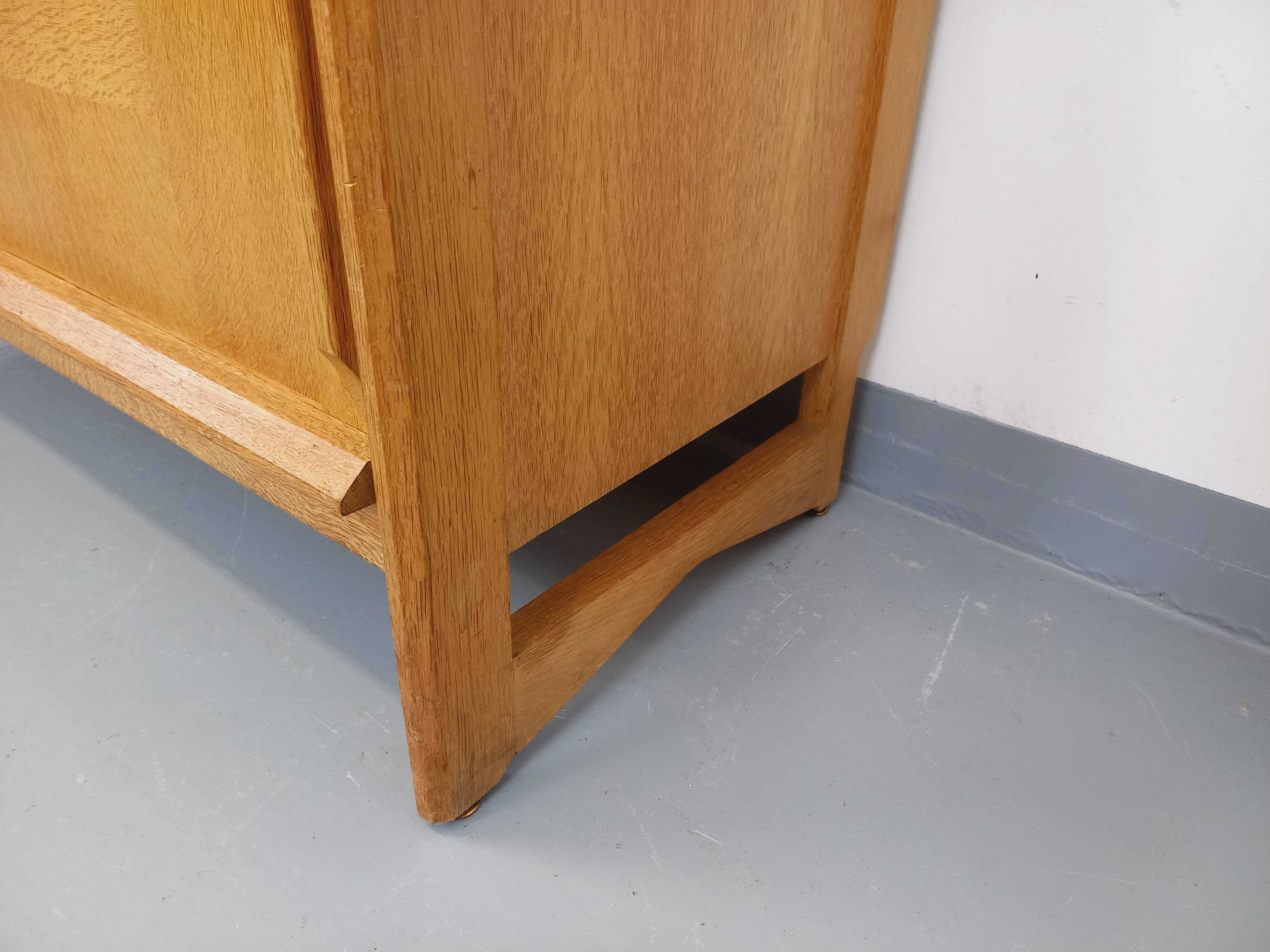 Vintage Guillerme et Chambron wardrobe in solid oak from the 60s