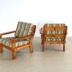 Fauteuils vintage brutaliste en pin, années 60