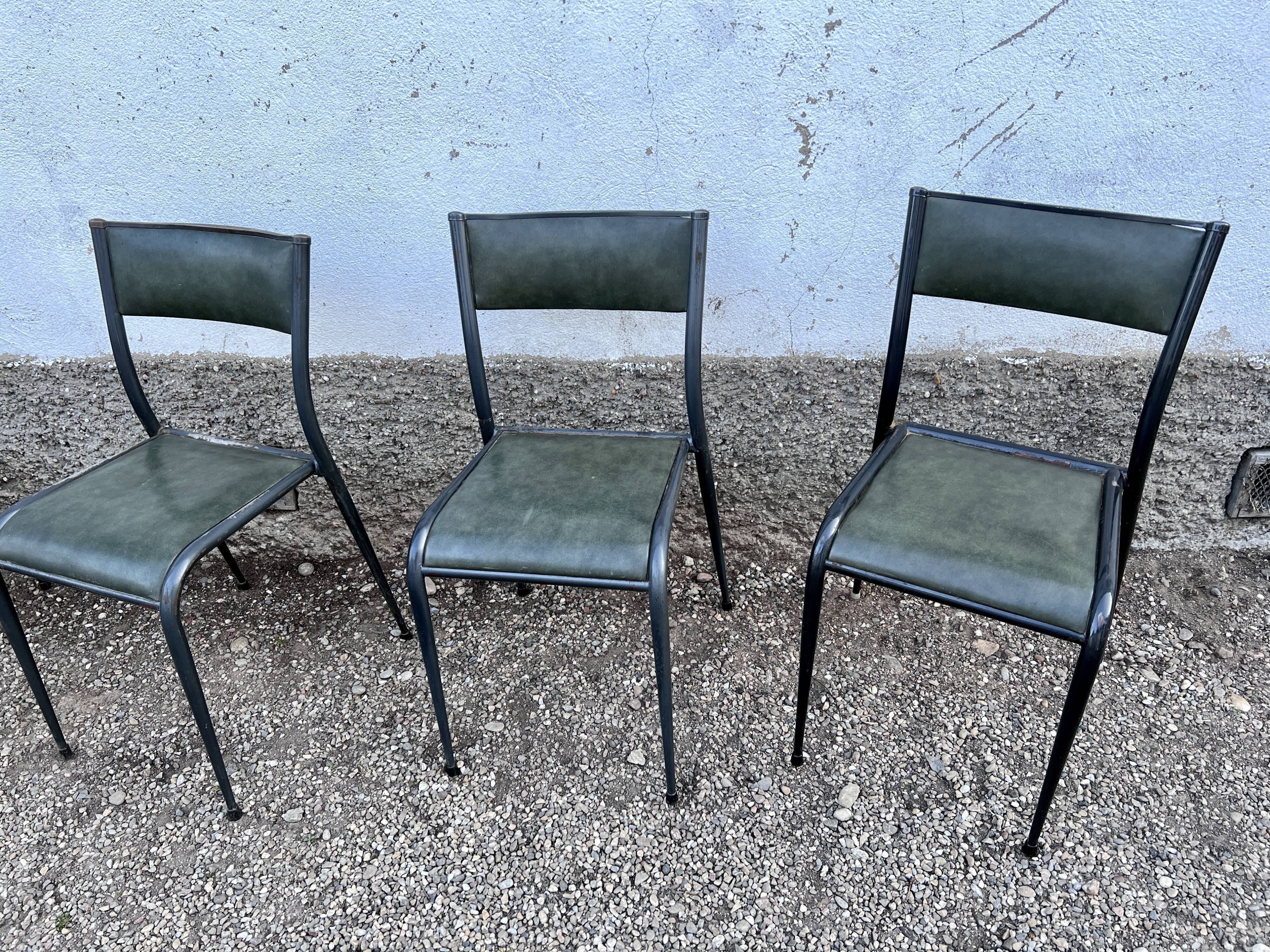 Series of 6 Industrial School Chairs - stackable