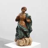 French 18th Century Religious Statue of the Virgin Mary on a cloud