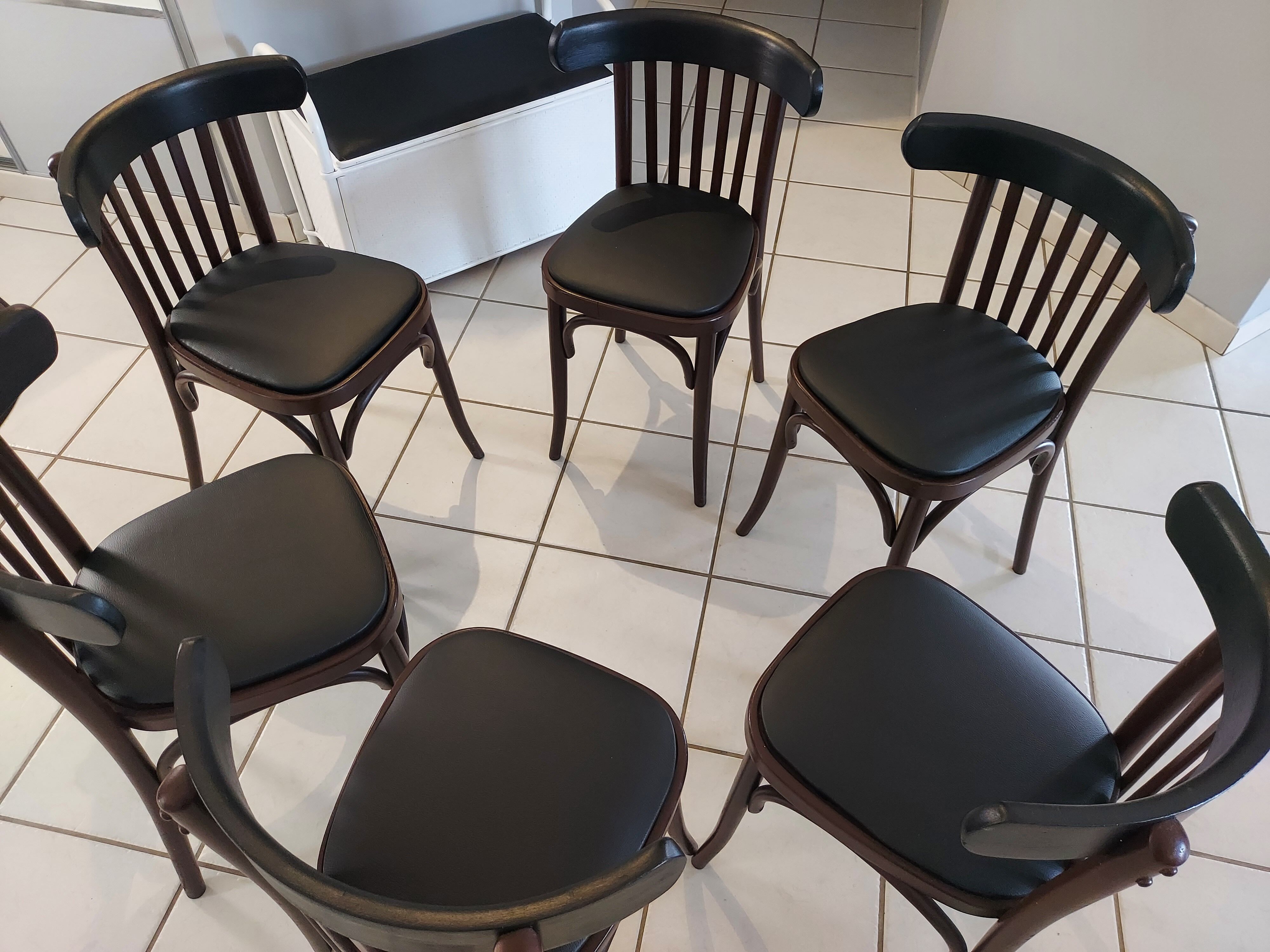 Suite de 6 chaises de bistrot vintage années 1960