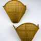Pair of scalloped rattan wall sconces, sourced in Spain, 1980s