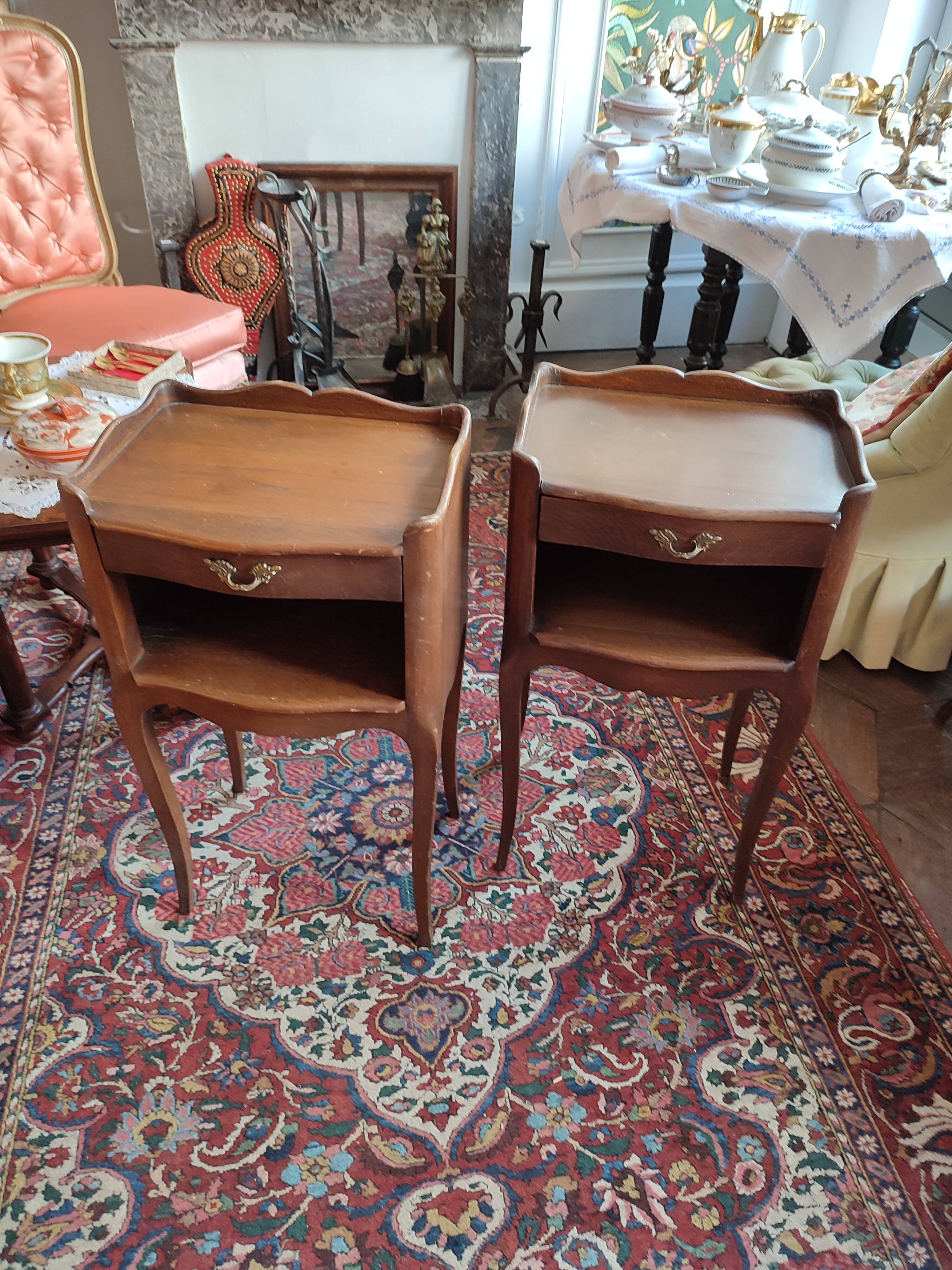 Pair of Louis XV style niche bedside tables