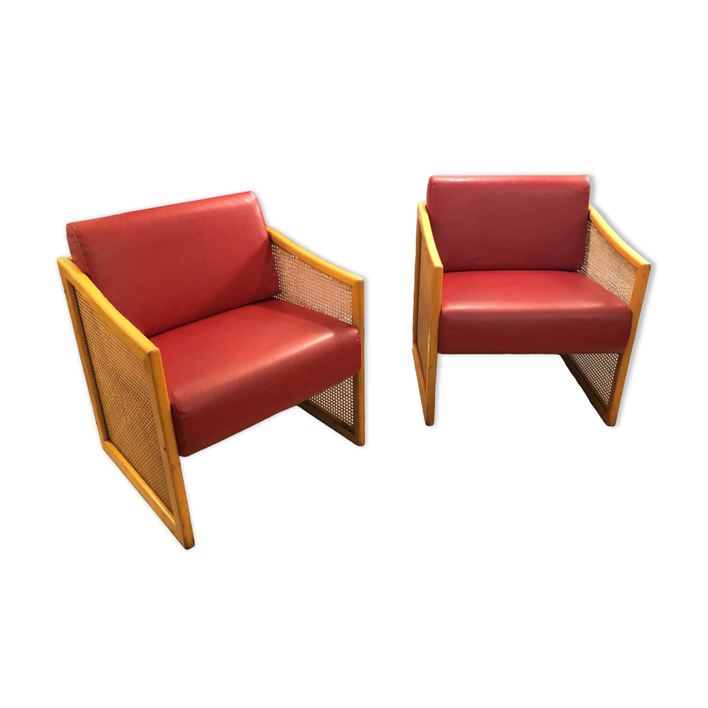 Pair of cane armchairs, 1970