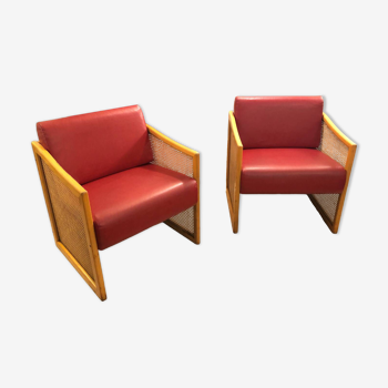 Pair of cane armchairs, 1970