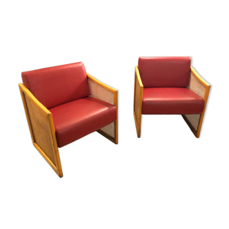 Pair of cane armchairs, 1970