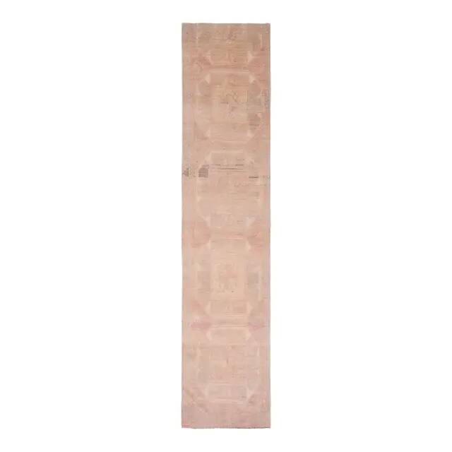 Tapis de couloir Oushak turc en laine et coton fait main, années 1970