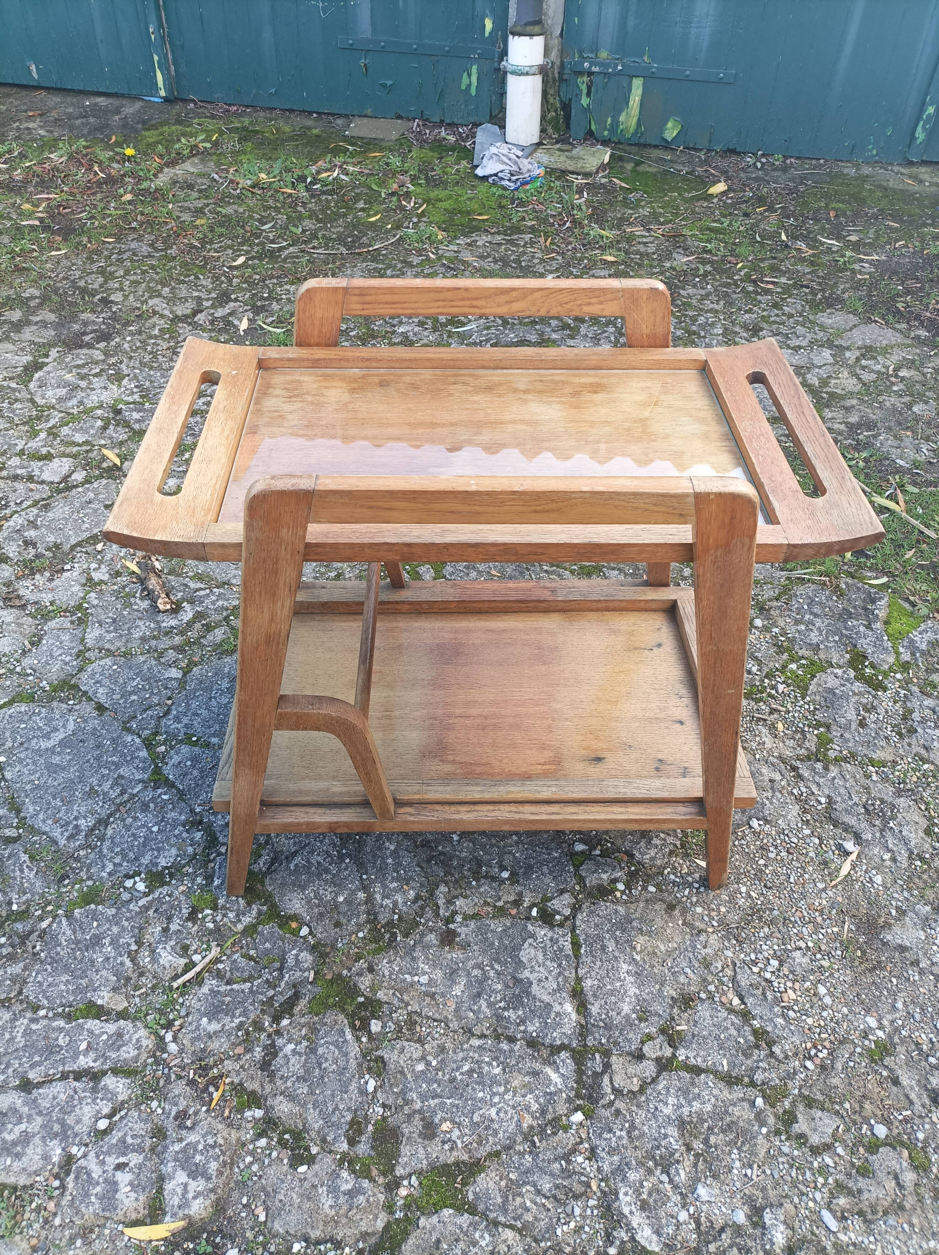 Ancienne desserte en bois vintage pieds compas scandinave