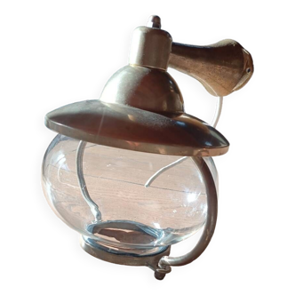Industrial outdoor lamp in brass and glass
