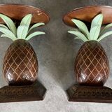 Pair of vintage bronze pineapple candlesticks