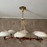 Vintage brass and opaline chandelier