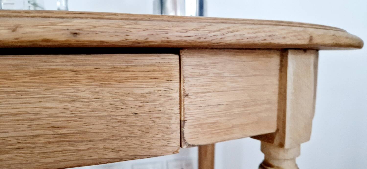 Louis XVI style oak desk console table