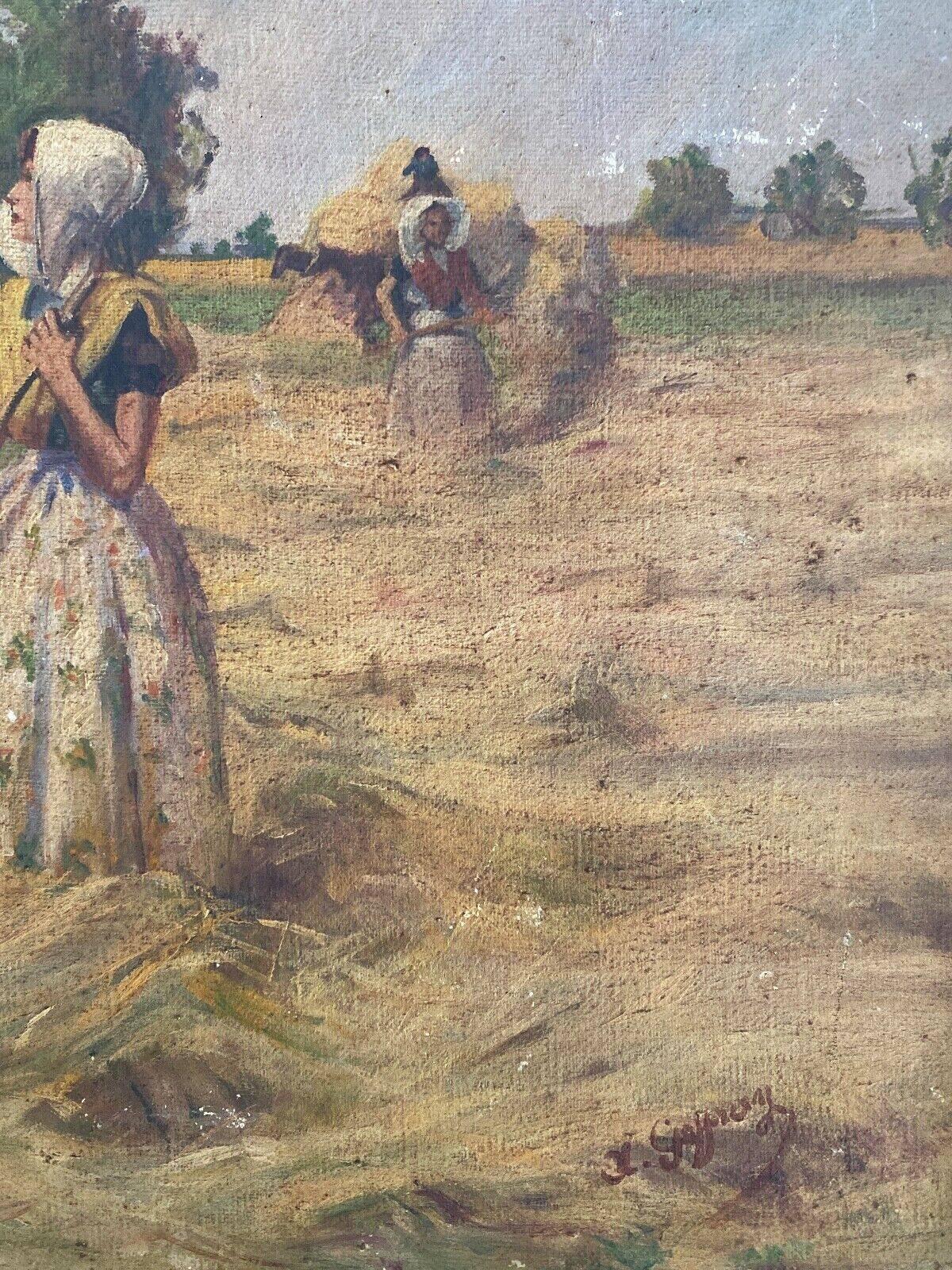 Oil on canvas by Geffroy women at the harvest early 20th century
