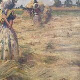 Oil on canvas by Geffroy women at the harvest early 20th century