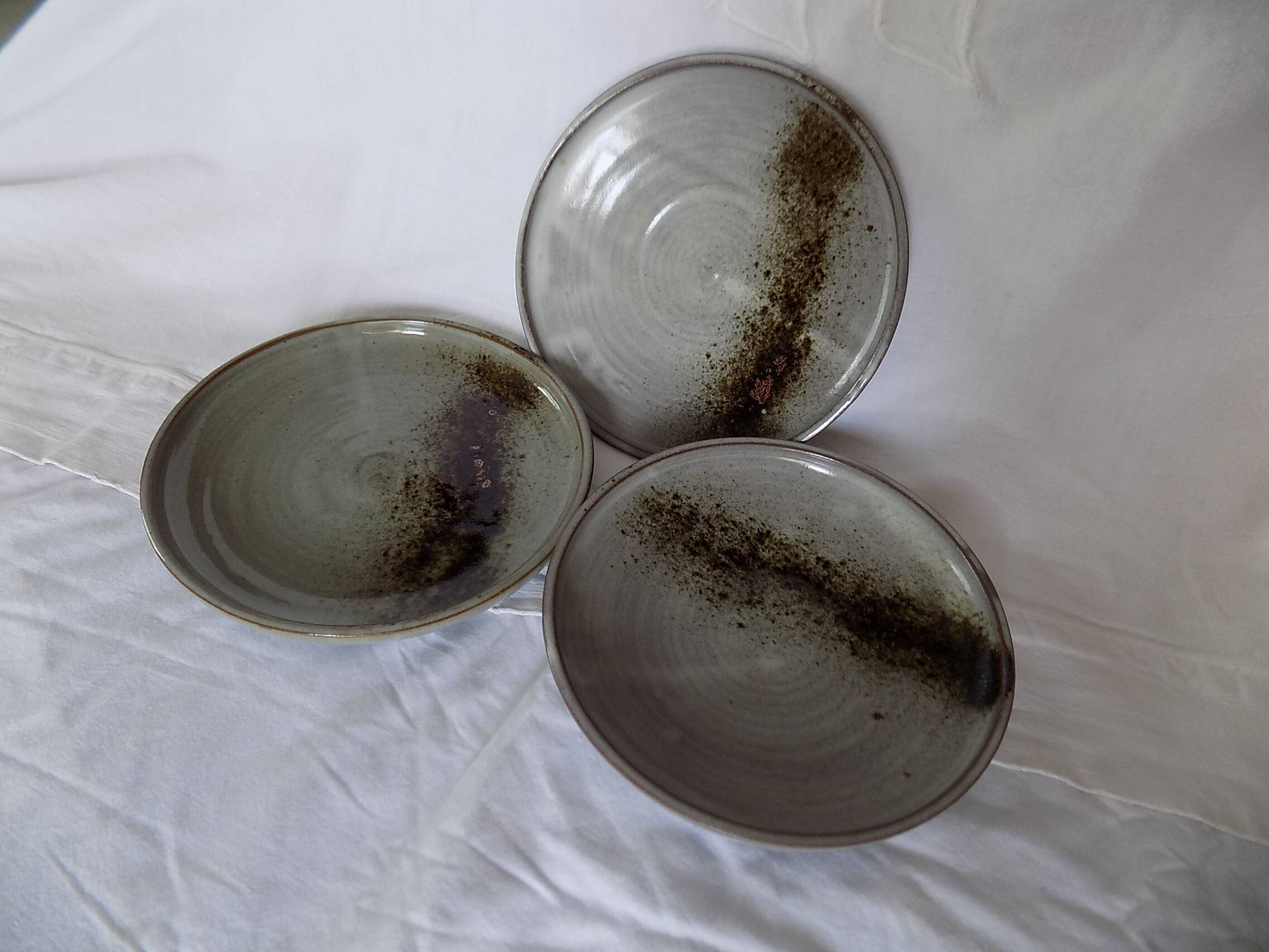 3 assiettes à dessert - atelier Chantal et Thierry Robert