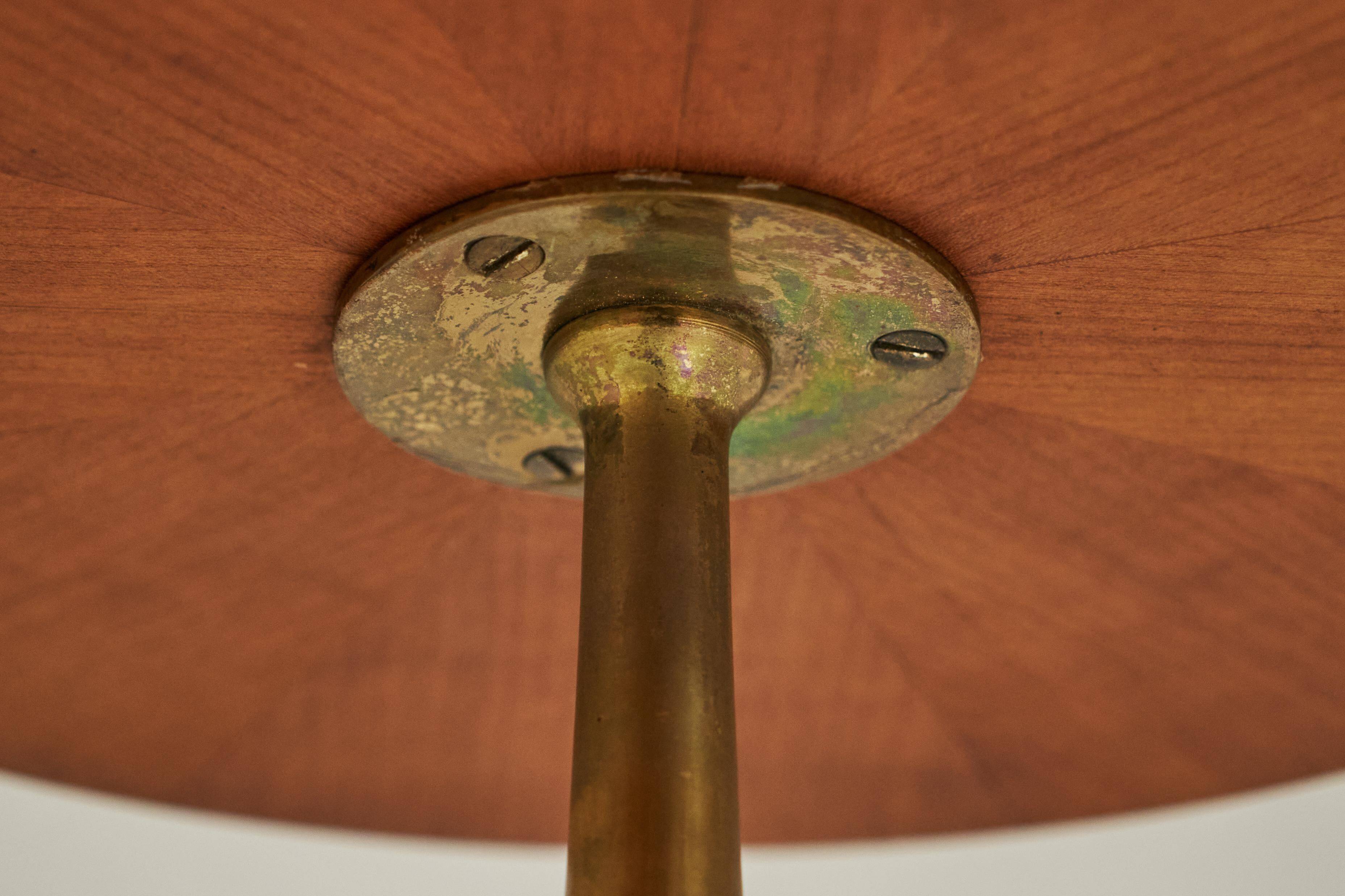 Antique wooden and brass side table, 19th century.
