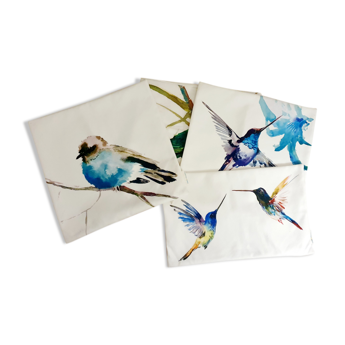 Housses de coussin en lin "oiseaux" Samantha & Emma