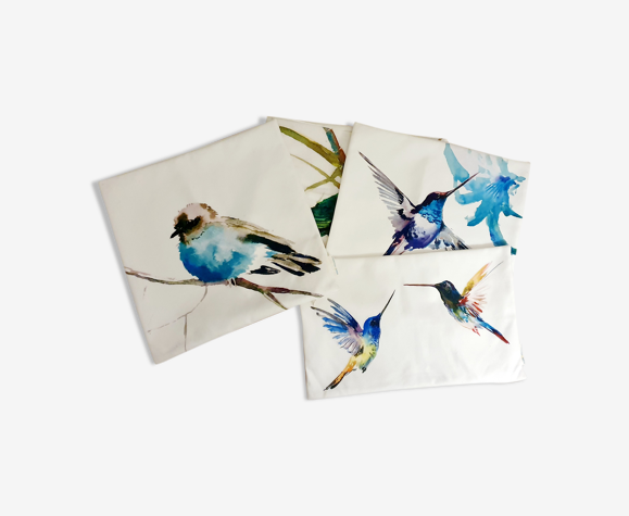 Housses de coussin en lin "oiseaux" Samantha & Emma | Selency