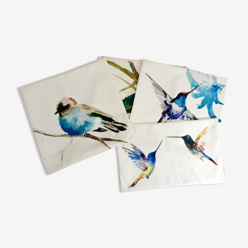 Housses de coussin en lin "oiseaux" Samantha & Emma