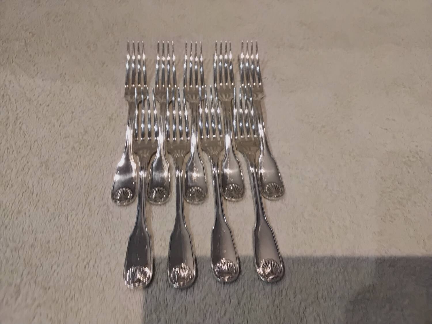 9 silver-plated dessert forks by Christofle Vendome
