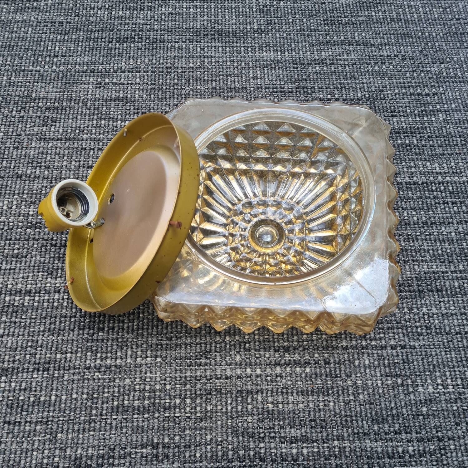 Square glass ceiling light: vintage