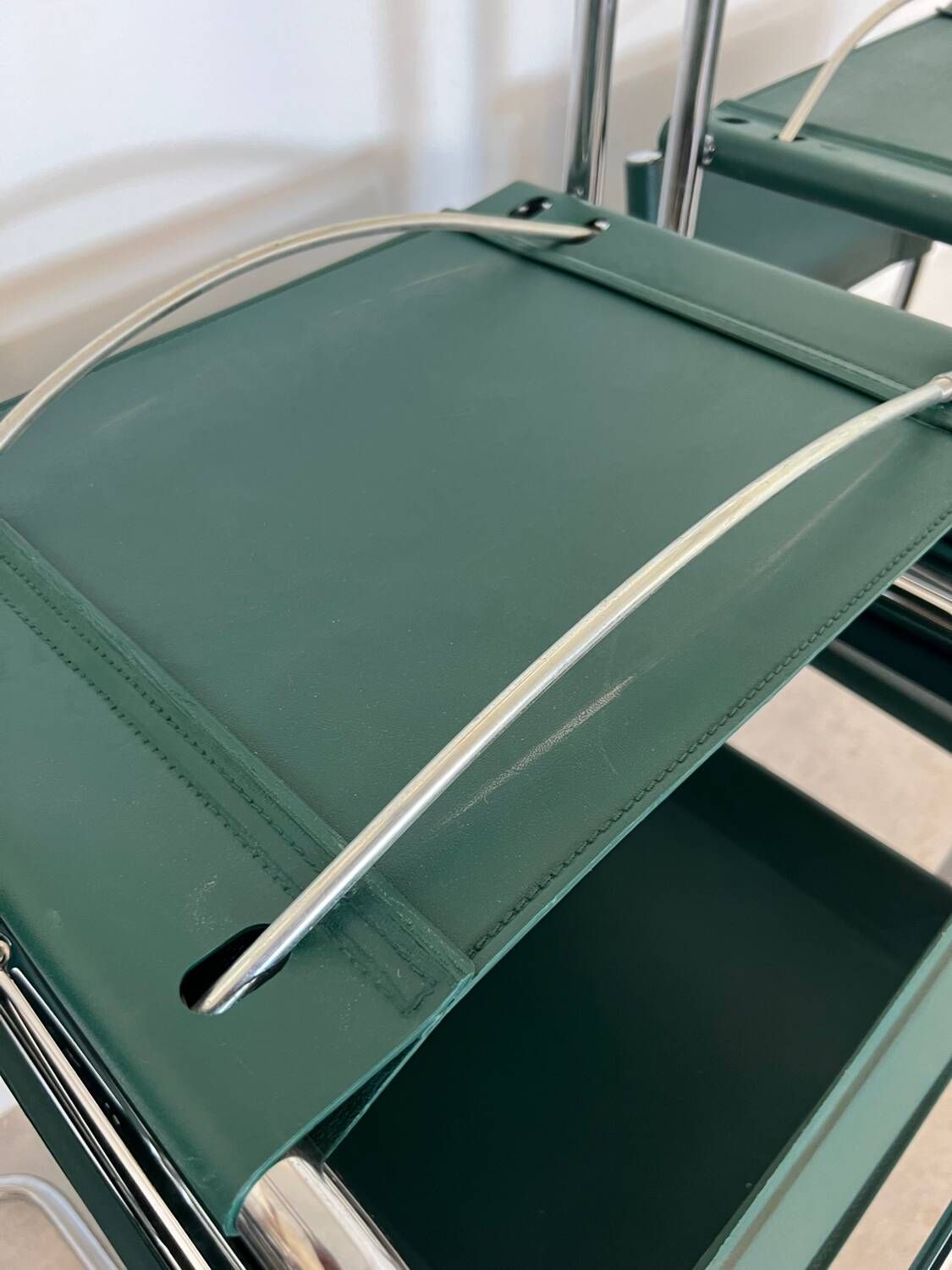 Set of 6 tubular chairs Bauhaus style design 80s/90s green