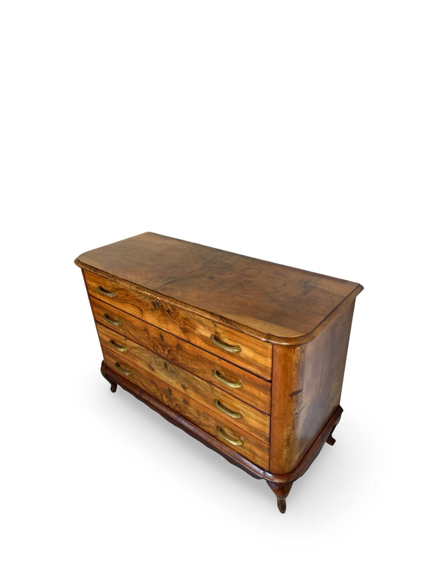 Italian art deco burl walnut chest of drawers, 1930s/1940s
