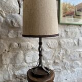 Table lamp base in iron and leather by Jean-Pierre Ryckaert - 1950s