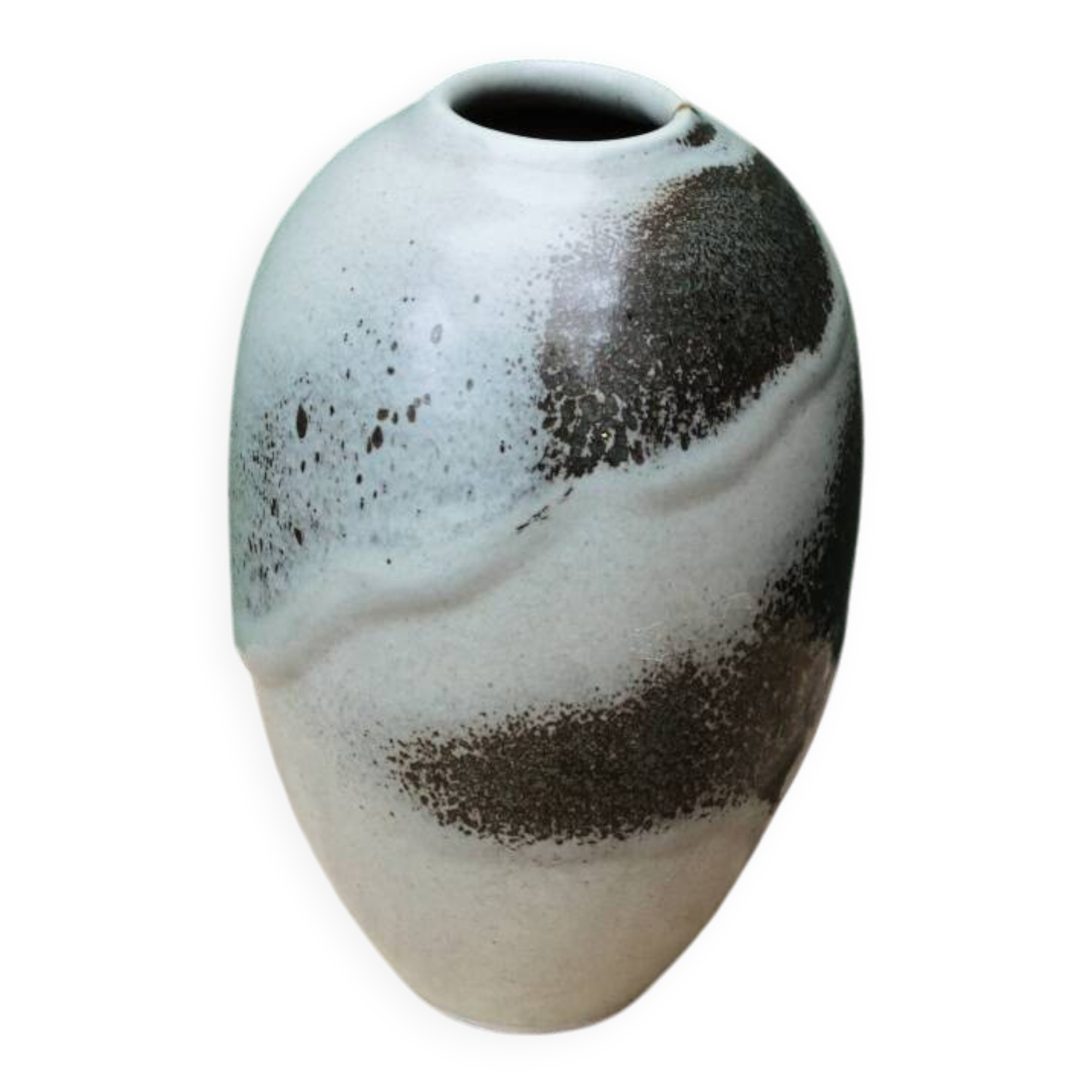 Vase en grés émaillé, glaçures, signé