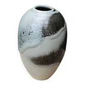 Vase en grés émaillé, glaçures, signé