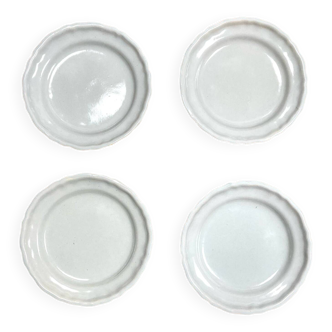 4 white earthenware plates