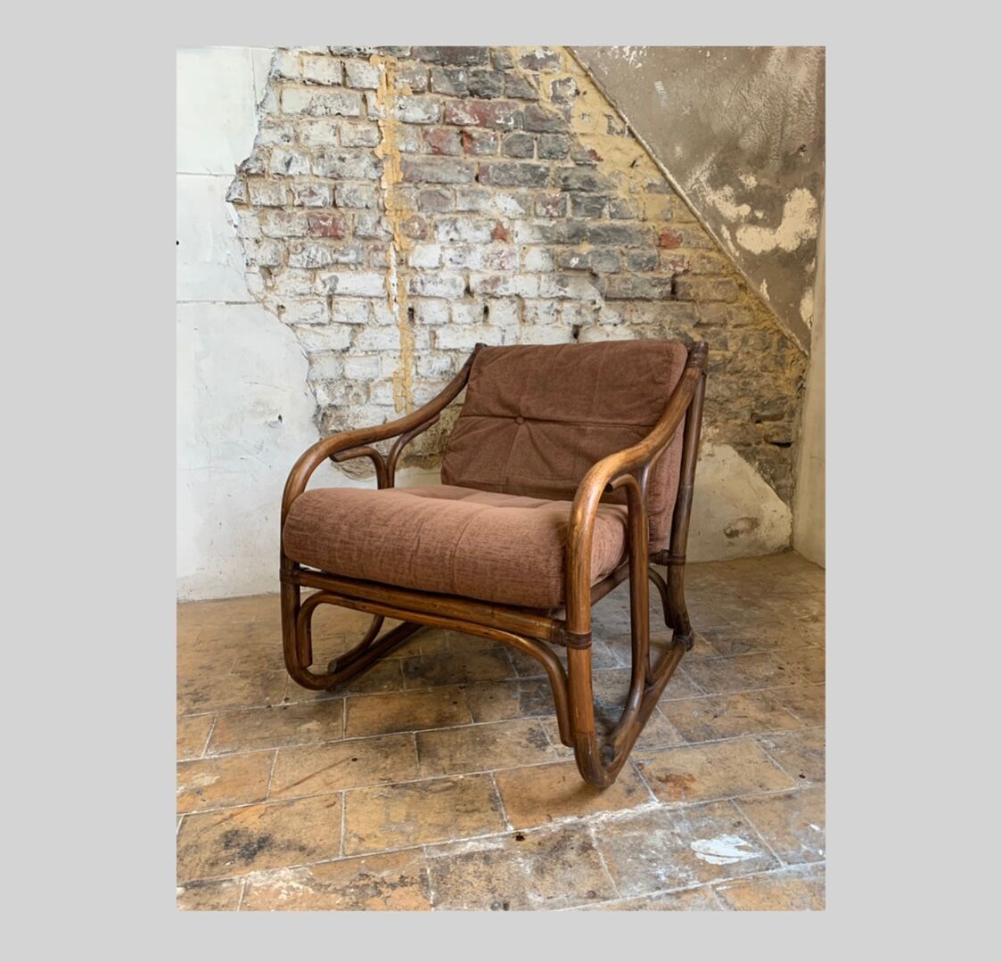 vintage rattan armchair 1970S by KOK Maison, France
