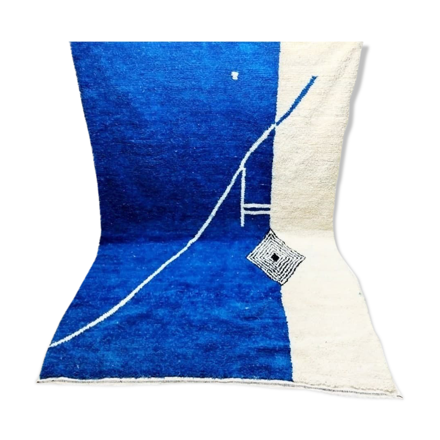 Tapis berbère marocain bleu 307 x 204cm