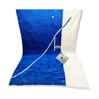 Tapis berbère marocain bleu 307 x 204cm